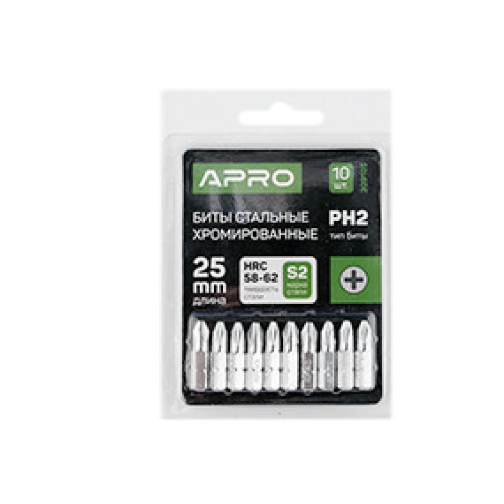 Біта РH1*25мм хром (10шт/уп) APRO 309103