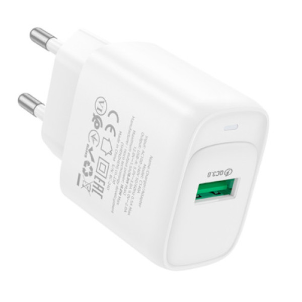 Мережевий Зарядний Пристрій Hoco C140A 1USB QC 18W (Бiлий)