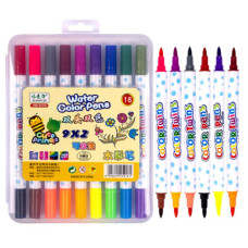 Фломастери двоколірні 9шт 18 кольорів в пластиковому боксі 8059-18