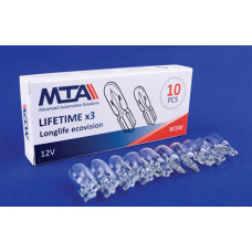 Автомобільна лампа 12V W3W 2 contact/безцокольна картон 1шт MTA