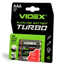 Батарейки Videx TURBO ААА R3 (мізинчик) 1,5В 4шт.