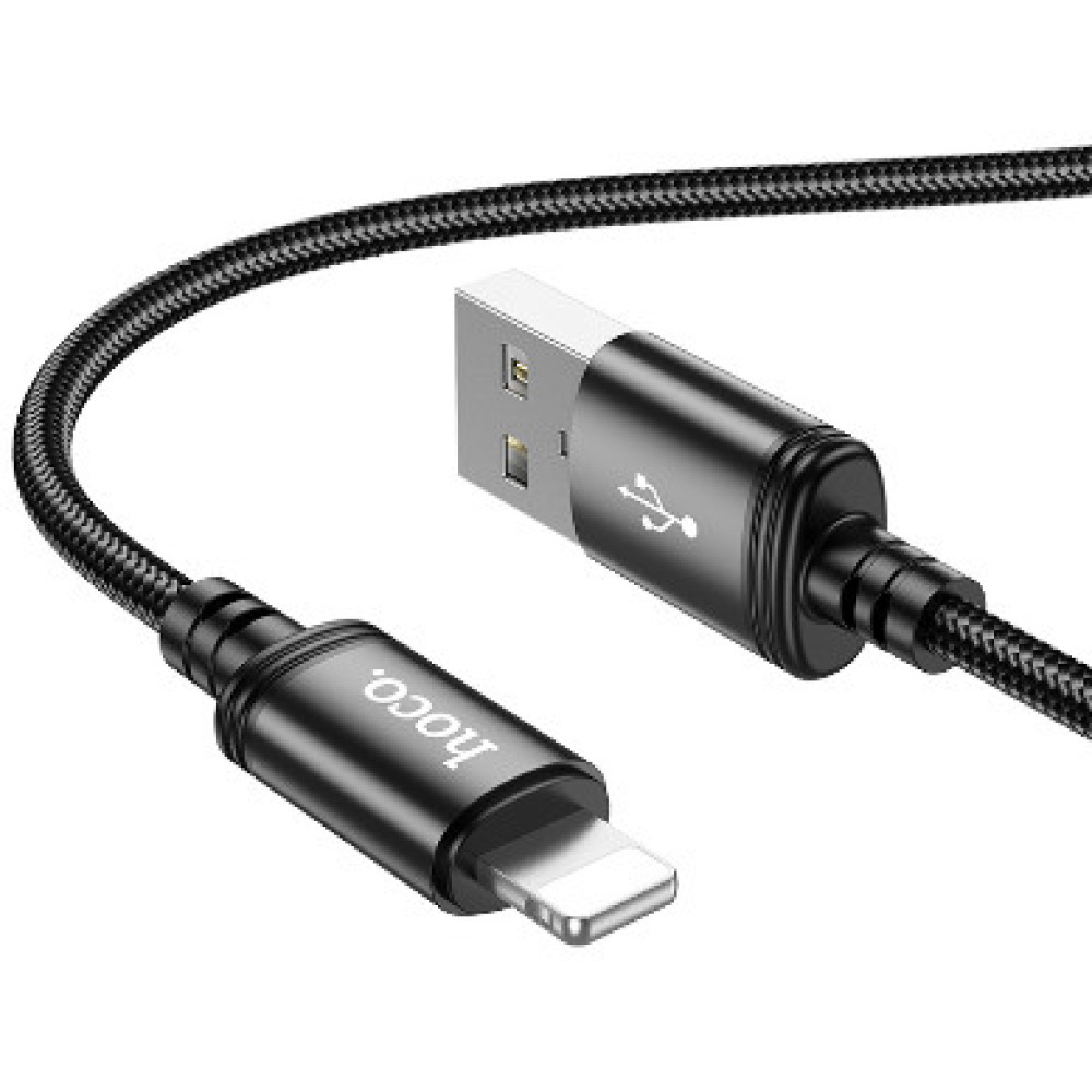 Кабель USB Hoco X89 Wind Lightning 2.4A 1m (Чорний)