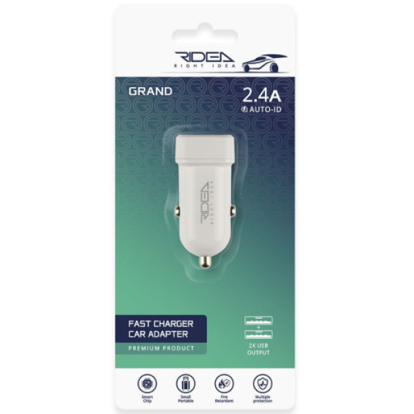 Автомобільний Зарядний Пристрій Ridea RCC-21012 Grand 2USB 2.4 A (Чорний)
