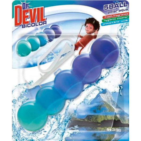 Туалетні гелеві кульки Dr.DEVIL WC BiColor Aqua 1*35g 5 Ball Полярна Вода (арт.6444)