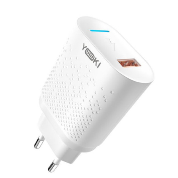 Мережевий Зарядний Пристрій Yoki Led Series YK-QC 3.0 18W (Бiлий)
