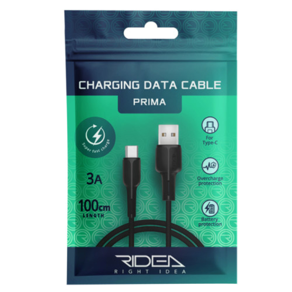 Кабель USB Ridea RC-M121 Prima Type-C 3A (Чорний)