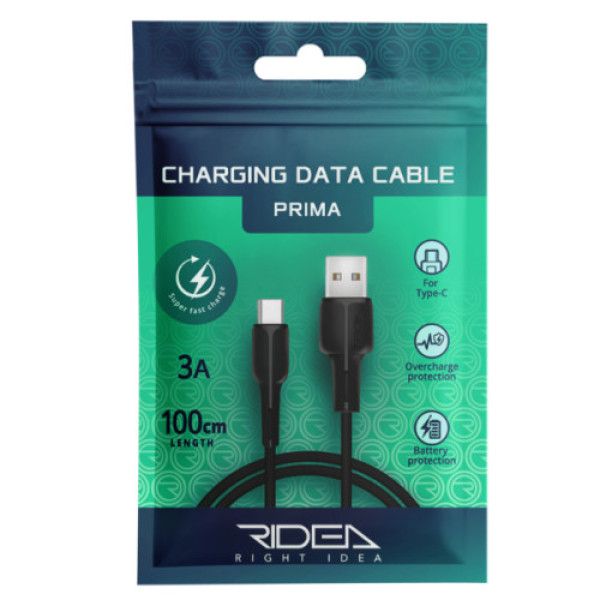 Кабель USB Ridea RC-M121 Prima Type-C 3A (Чорний)