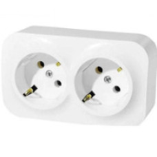 Розетка 2-а із заземленням накладна EVA