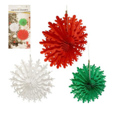 Набір підвісних паперових новорічних прикрас 3шт "Сніжинка" CG-9