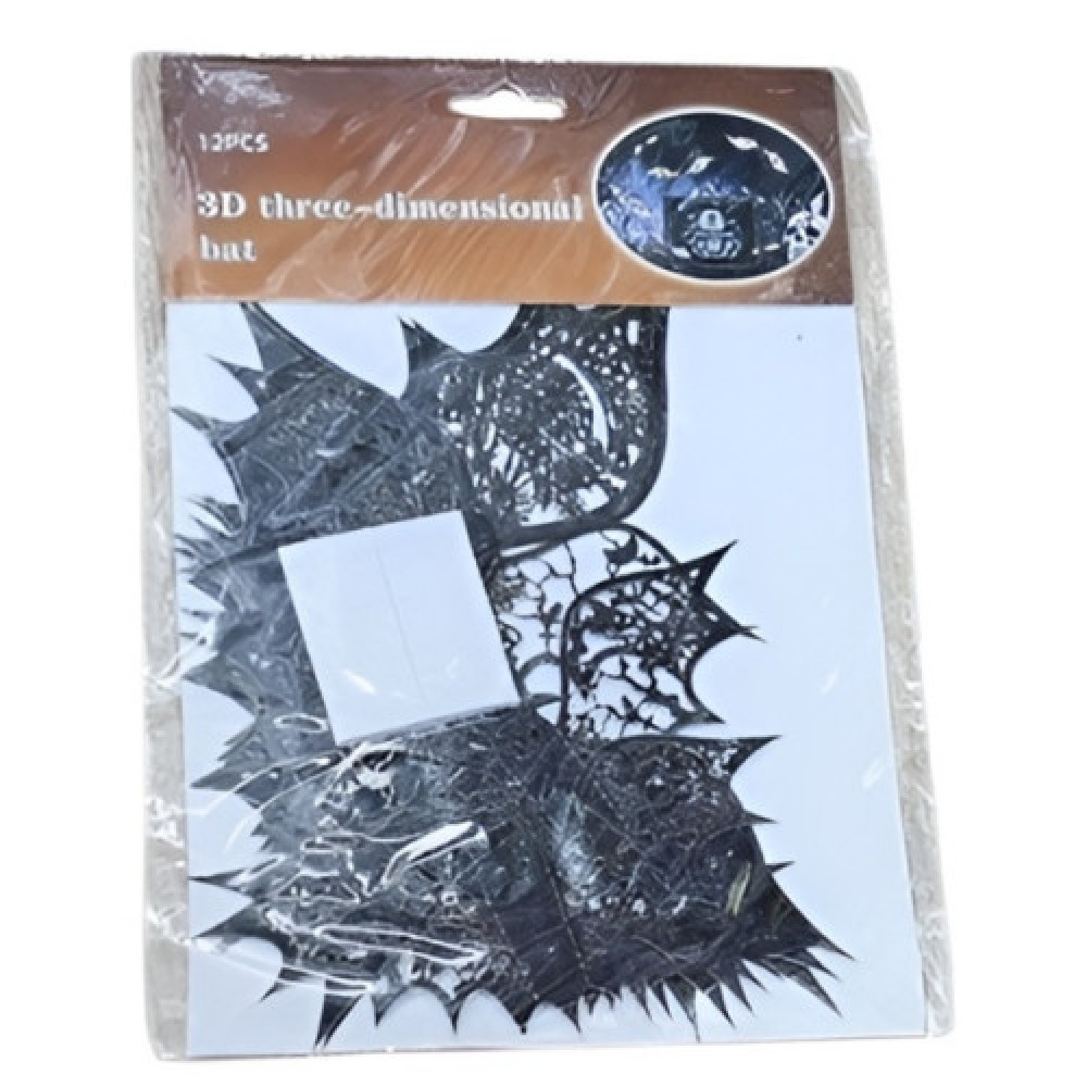 Гірлянда-розтяжка для Хелловіна "Кажан 3D" 12шт/уп 10*5см R42693 (1000уп)