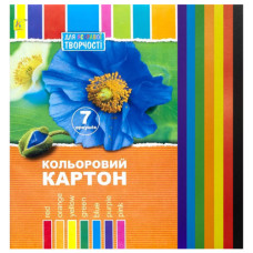 Кольоровий картон А4 7 аркушів "Коленкор"