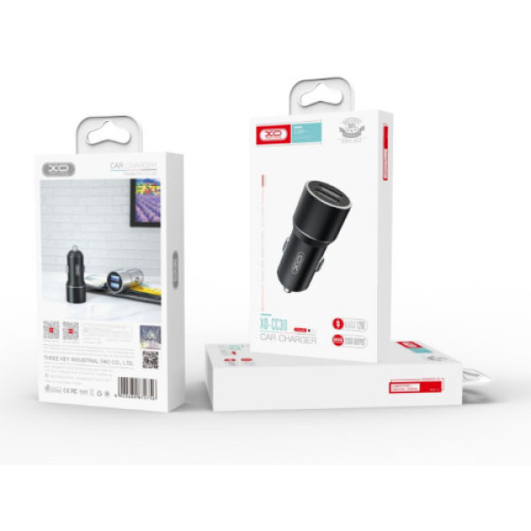 Автомобільний Зарядний Пристрій XO-CC30 Dual USB (Чорний)