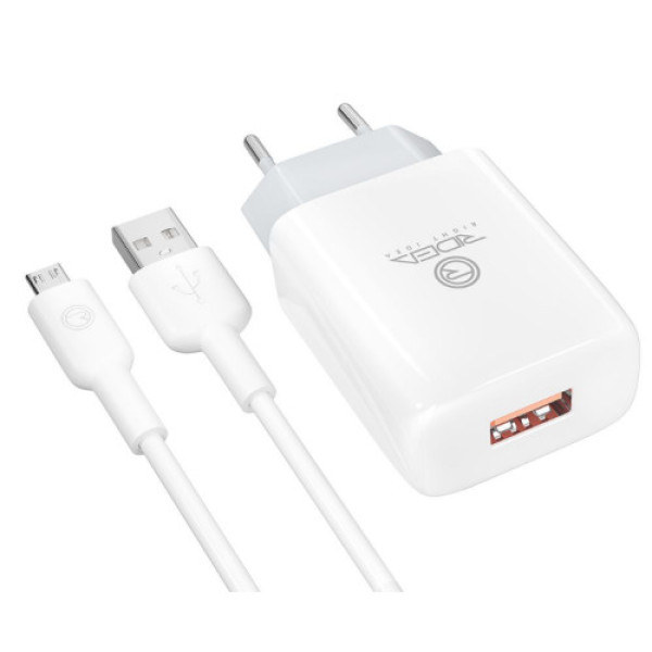 Мережевий Зарядний Пристрій +Micro USB Ridea RW-11111 Element 2.1 A (Бiлий)