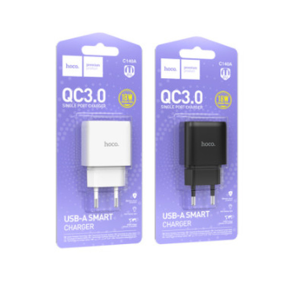 Мережевий Зарядний Пристрій Hoco C140A 1USB QC 18W (Чорний)