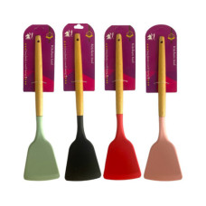 Лопатка кухонна силікон дерев'яна ручка (32*7)см