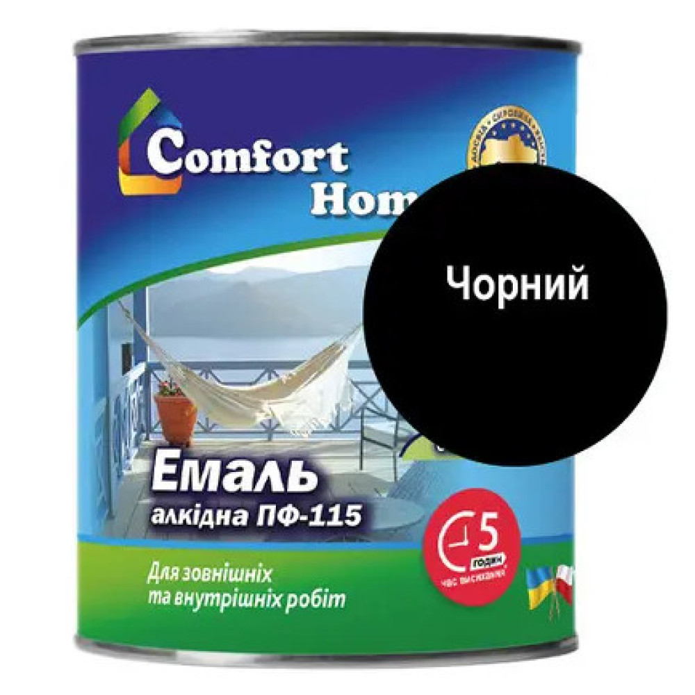 Емаль ПФ 115 Комфорт чорний 0.9 кг