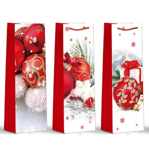 Подарунковий Новорічний пакет під пляшку (12*35*9см)