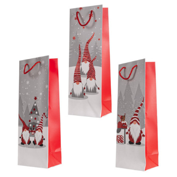 Подарунковий Новорічний пакет під пляшку (12*35*9см)