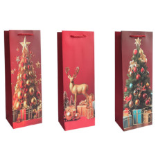 Подарунковий Новорічний пакет під пляшку (12*35*9см)