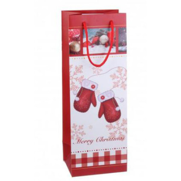 Подарунковий Новорічний пакет під пляшку (12*35*9см)