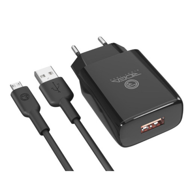 Мережевий Зарядний Пристрій + Micro USB Ridea RW-11111 Element 2.1 A (Чорний)