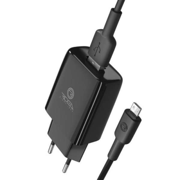 Мережевий Зарядний Пристрій + Micro USB Ridea RW-11111 Element 2.1 A (Чорний)
