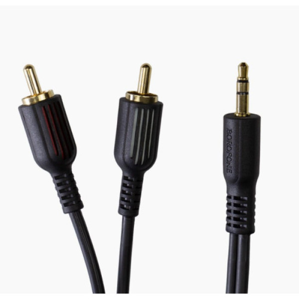 Кабель Аудiо Borofone BL11 3.5mm to double RCA 1,5M (Чорний)