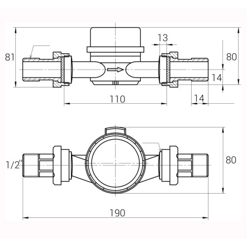 Лічильник гарячої води ECOSTAR DN15 1/2″ L110 E-C 2,5