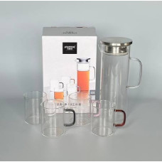 Набір "Міднайт" із боросилікатного скла ( глечик- 1,2 л/чашки 4 шт-250 мл)