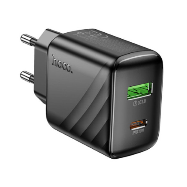Мережевий Зарядний Пристрій Hoco CS25A 1USB-C/1USB PD/QC 20W (Чорний)
