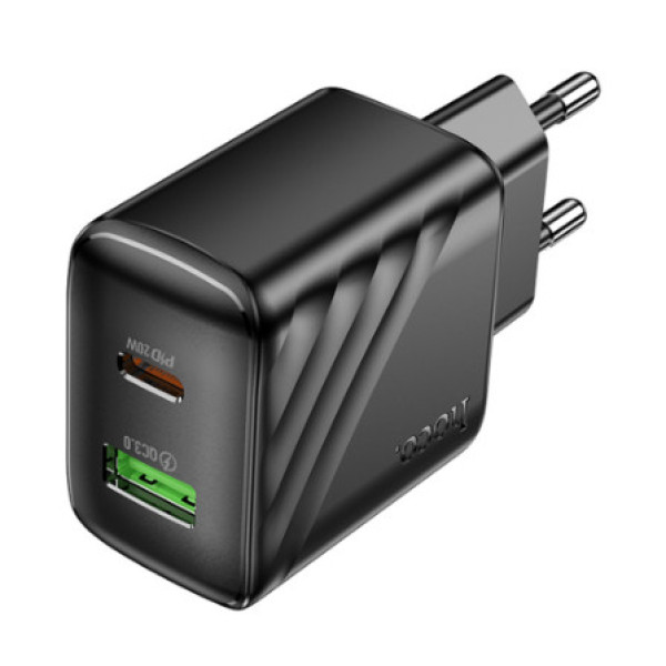 Мережевий Зарядний Пристрій Hoco CS25A 1USB-C/1USB PD/QC 20W (Чорний)