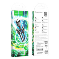 Кабель USB Hoco X76 3-in-1 IP+Type-C+Micro 2A (Чорний)