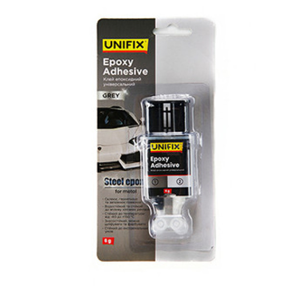 Клей епоксидний двокомпонентний для металу шприц (сірий) 6 г 940029