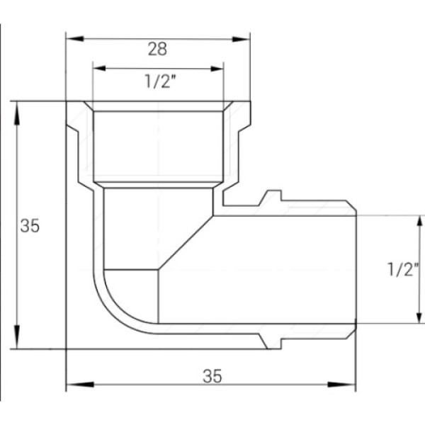 Кутник 1/2″ВЗ нікельований NL333S OPTIMUM