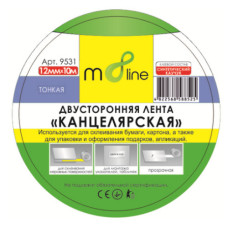 Скотч m8line "Тонкая Двухсторонняя Клейкая Лента 12*10м (1/400) ШК/инд.этик. 9531