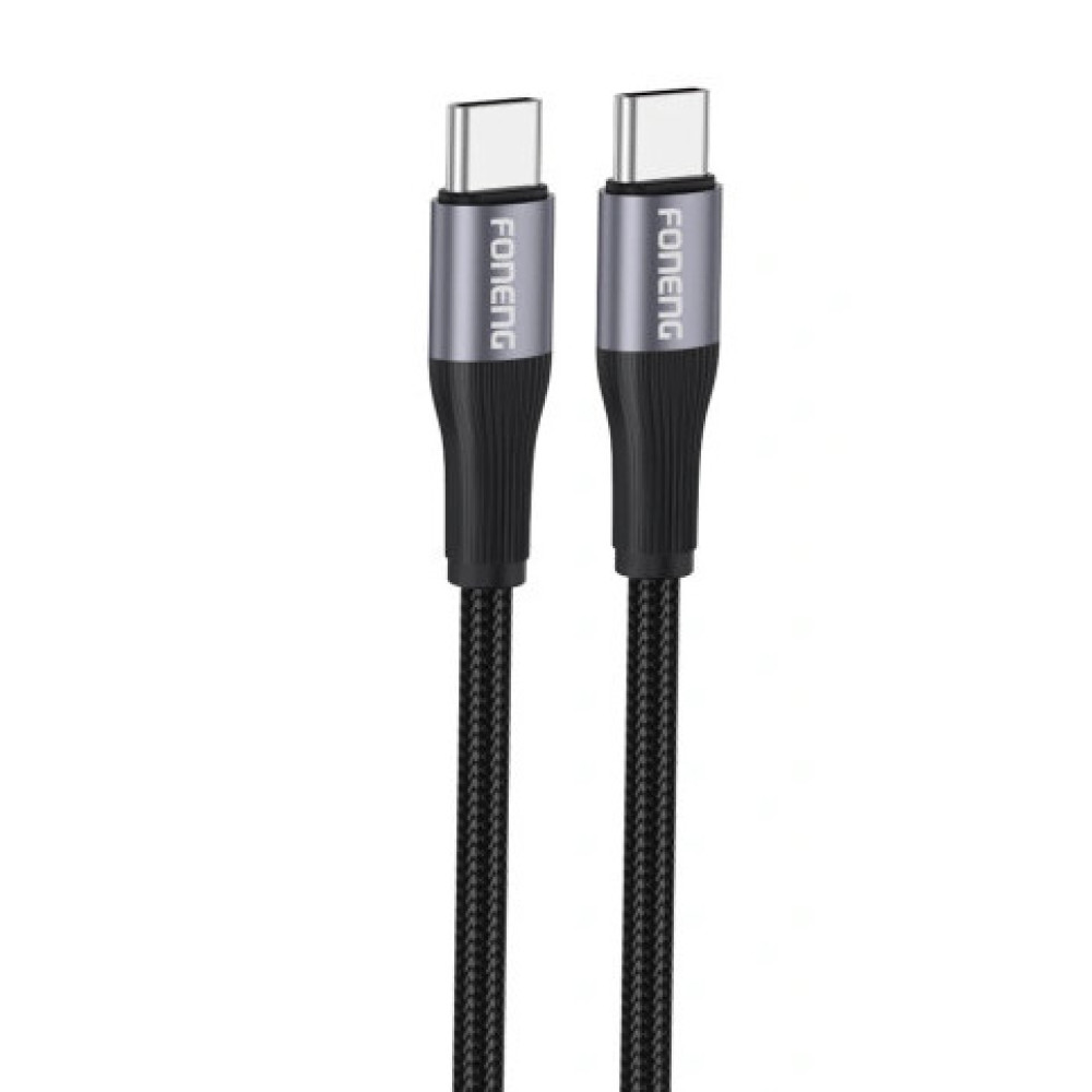 Кабель Foneng X112 1M Metal Head Braided Cable (60W) Type-C to Type-C чорний
