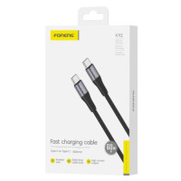 Кабель Foneng X112 1M Metal Head Braided Cable (60W) Type-C to Type-C чорний