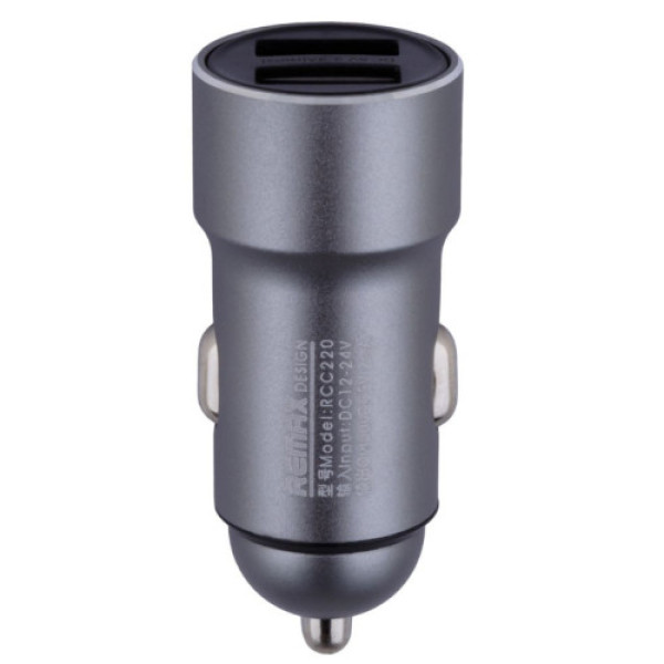 Автомобільний Зарядний Пристрій Remax RCC 220 2 USB 2.4A (Сталевий)