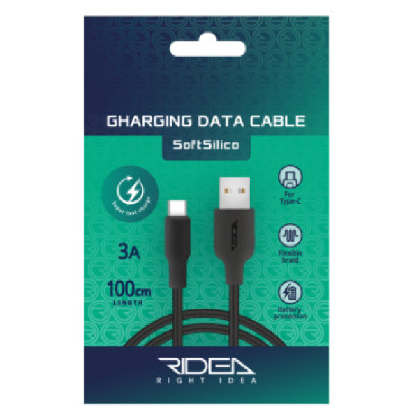Кабель USB Ridea RC-M124 Soft Silico Type-C 3A (Чорний)