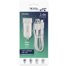 Автомобільний Зарядний Пристрій Ridea RCC-21212 Grand Type-C 2USB 2.4 A (Бiлий)