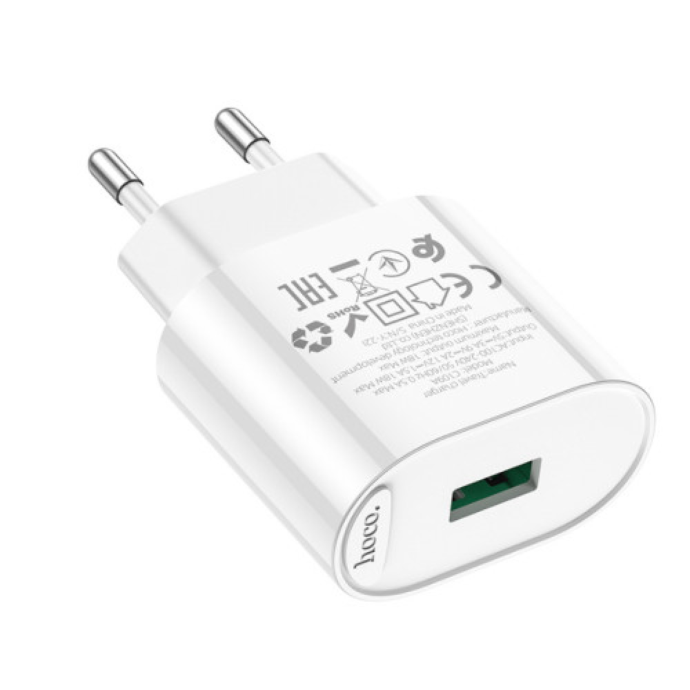 Мережевий Зарядний Пристрій Hoco C109A 1USB QC 18W (Бiлий)