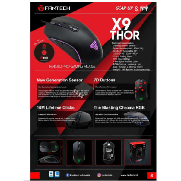 USB Миша Ігрова Fantech X9 Thor (Чорний)