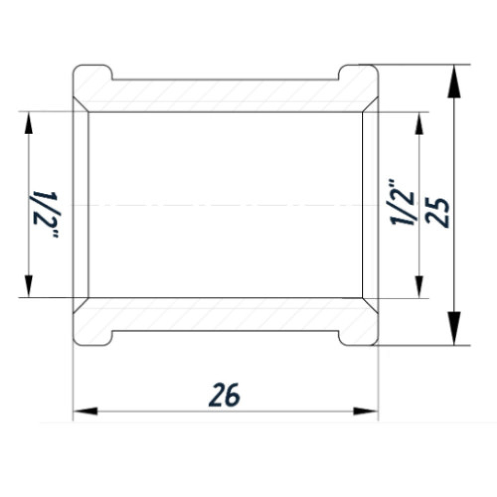 Муфта 1/2″ВВ нержавіюча SM331S OPTIMUM