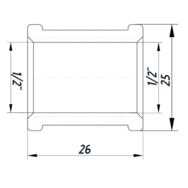 Муфта 1/2″ВВ нержавіюча SM331S OPTIMUM