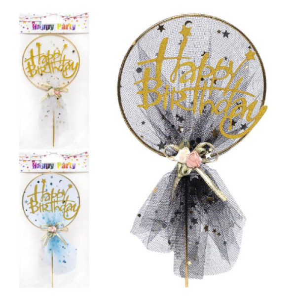 Прикраси для торта Happy Birthday кругла 87-7