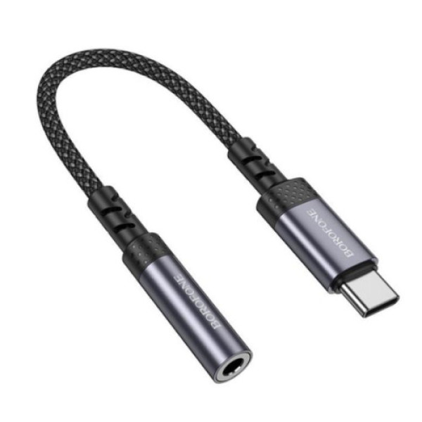 Перехідник Borofone BV24 Type-C to AUX 3.5mm (female) 15cm (Сiрий)