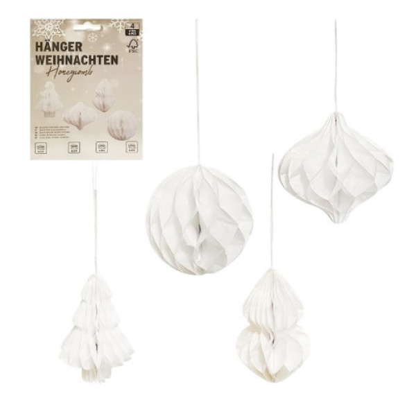 Набір підвісних паперових новорічних прикрас 4шт “Фігури” CG-3