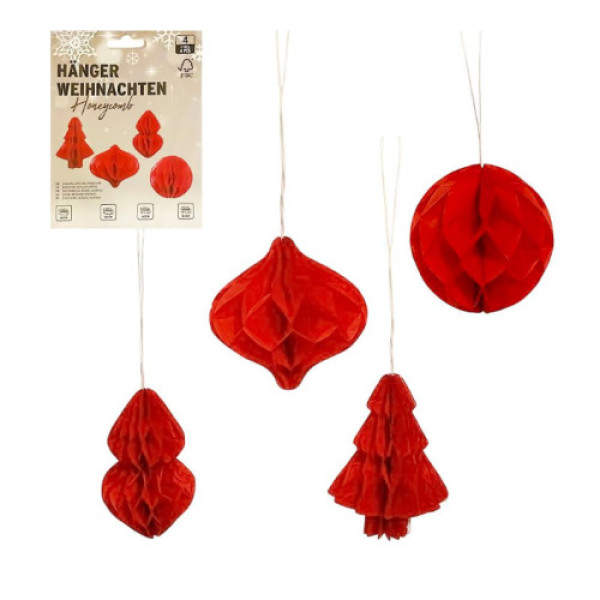 Набір підвісних паперових новорічних прикрас 4шт “Фігури” CG-3