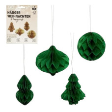 Набір підвісних паперових новорічних прикрас 4шт “Фігури” CG-3