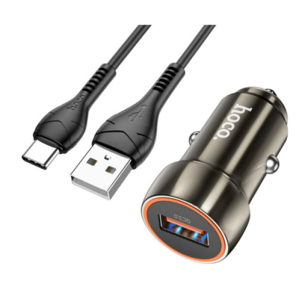 Автомобільний Зарядний Пристрій Hoco Z46 QC3.0 18W Type C (Металево-сірий)